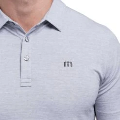 TravisMathew The Heater Polo -Golf World Shop travismathew the heater polo heather microchip logo itempicture