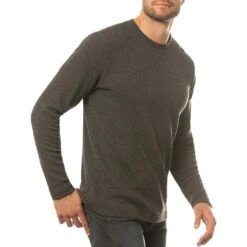 TravisMathew Cloud Waffle Crew -Golf World Shop travismathew waffle cloud crew charcoal side itempicture